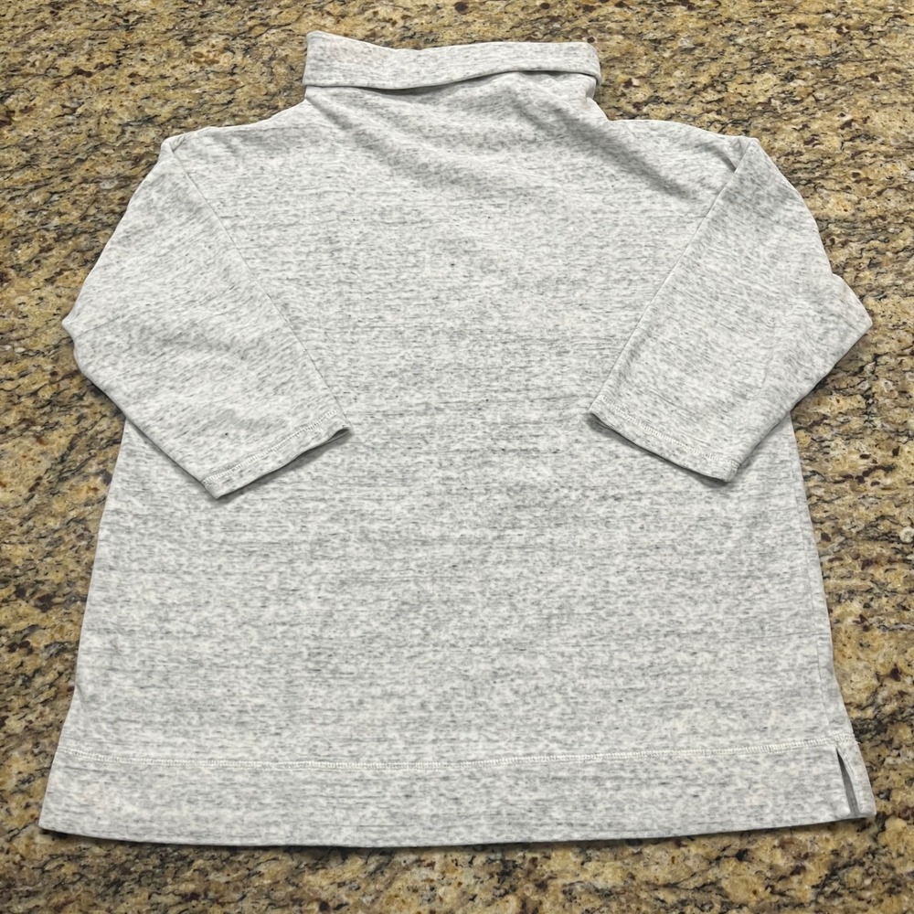 Talbots Women XL Grey Marl Funnel Neck 3/4 Sleeve Knit Top Side Slits Casual